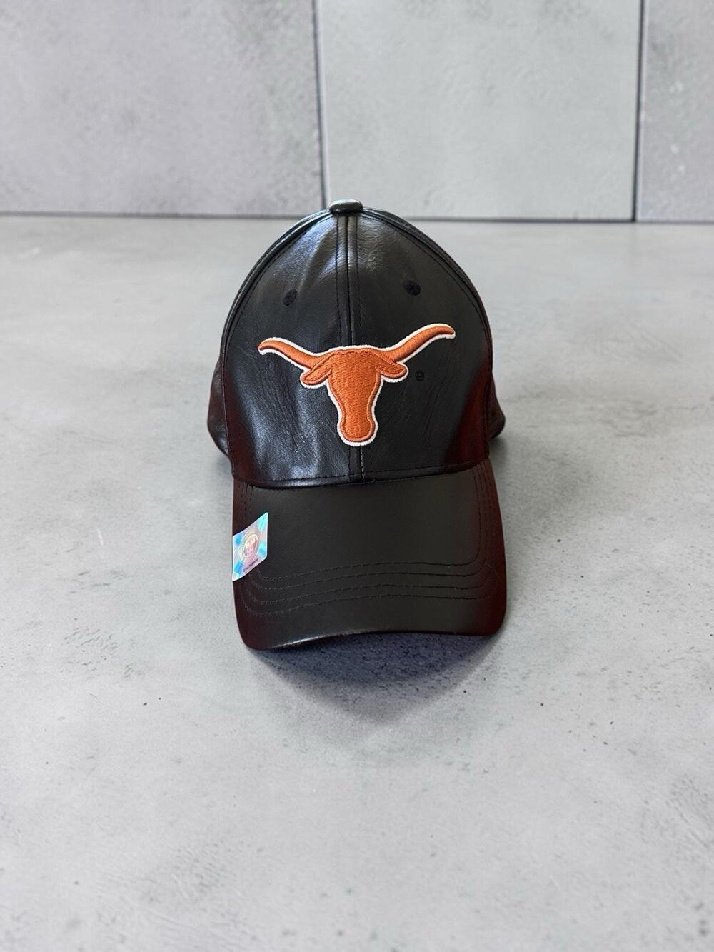 Texas Longhorns Top of the World Black Leather Hat 100% Cowhide Adjustable